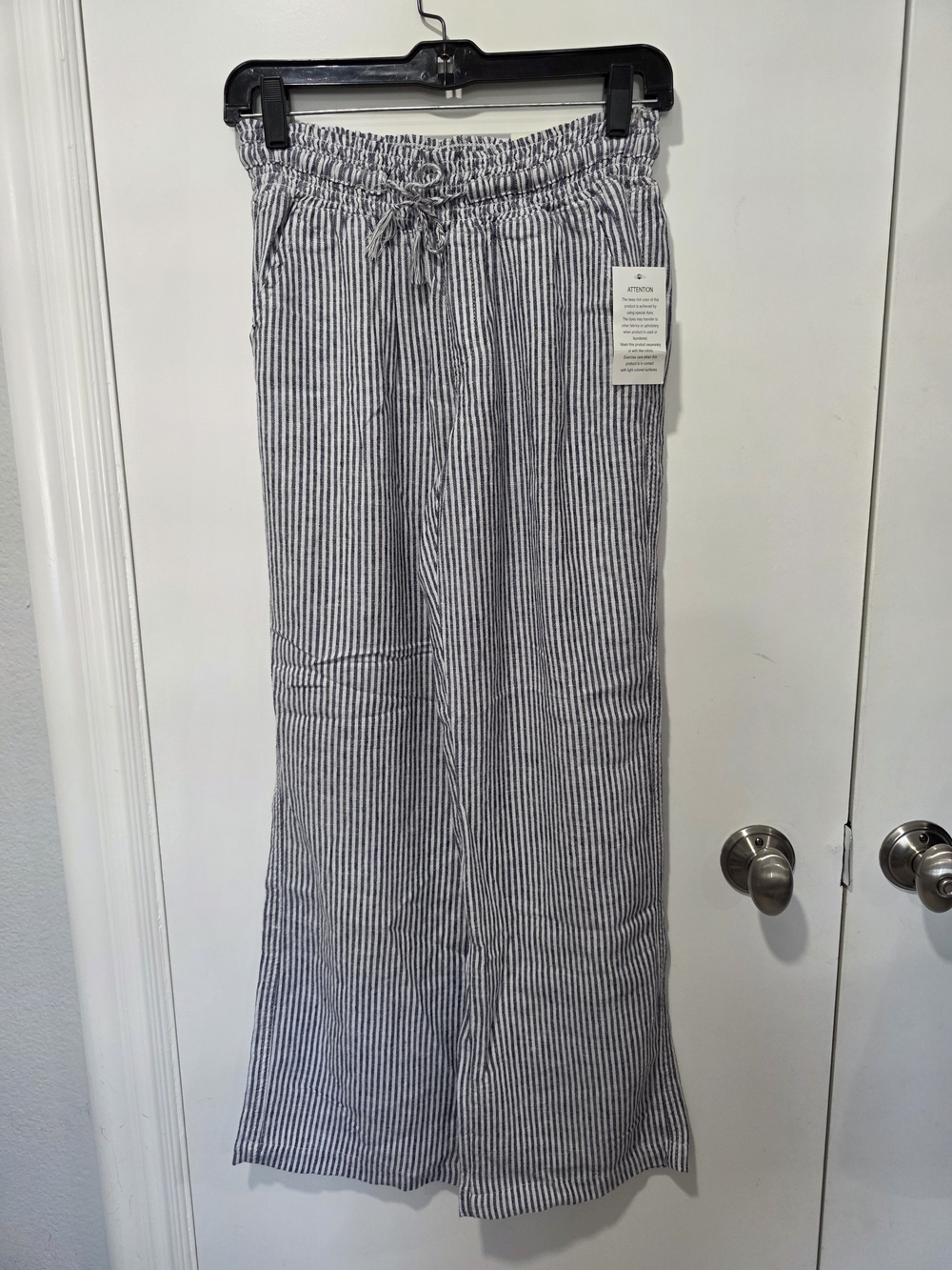 Kohl's Navy & White Striped Wide-Leg Pants
